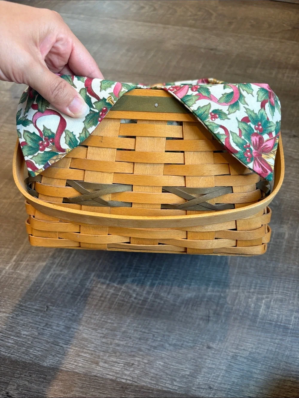 Longaberger 2000 Deck the Halls Basket Christmas Holly Liner & Protector